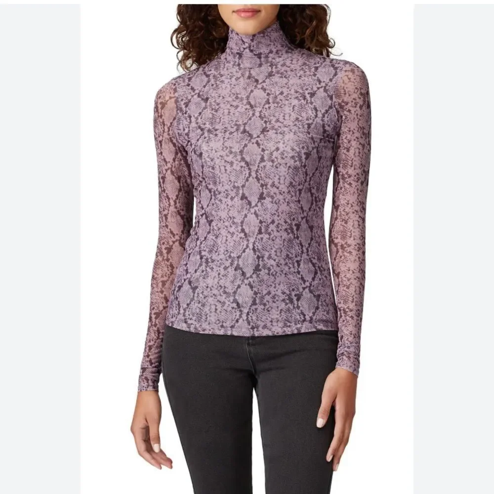 Out From Under Luna Sheer Lace Mock Neck Top Lavender